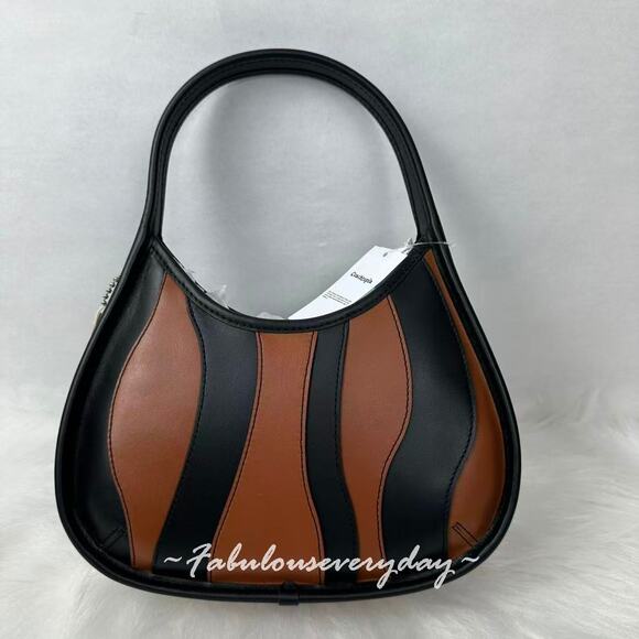 Coach Ergo Bag Wavy Stripe Upcrafted Coachtopia Leather In Brown Black CQ004 - Picture 4 of 8